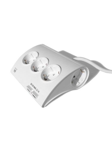 EWENT REGLETA DE ESCRITORIO. 5 TOMAS. 2 PUERTOS USB. BLANCO (EW3935)