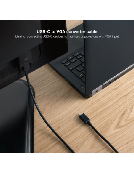 NANOCABLE CABLE CONVERSOR USB-C A VGA, USB-C/M-VGA/M, 1.8 M