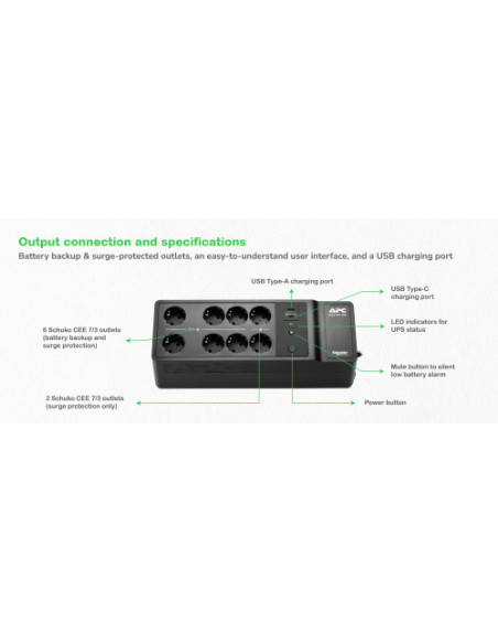 APC BACK-UPS 1050VA 8 SCHUKO OUTLETS