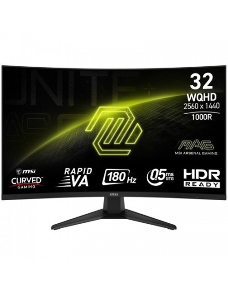 MSI MONITOR MAG 325CQF. 31.5" RAPID VA CURVO 1000R. 2560X1440 . 180HZ. NEGRO MSI MONITOR MAG 325CQF. 31.5" RAPID VA CURVO 1000R. 2560X1440 . 180HZ. NEGRO
