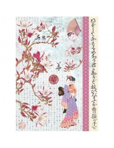 PAPEL DE ARROZ 30.5X45 JAPANESE:GEISA ROSA CALAMBOUR