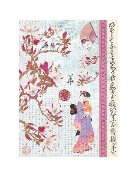 PAPEL DE ARROZ 30.5X45 JAPANESE:GEISA ROSA CALAMBOUR
