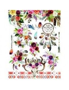 PAPEL DE ARROZ 23X31 FLORES/PLUMAS/ATRAPASAUEÑOS...