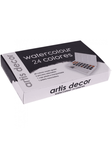 ESTUCHE ACUARELA SET ARTIS DECOR 24 COLORES 1/2 G