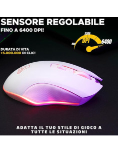 GAMING MOUSE WIRELESS - 6400 DPI - WHITE 2