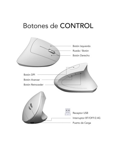 SUBBLIM GLIDE VERTICAL ERGO DUAL MOUSE BATTERY W