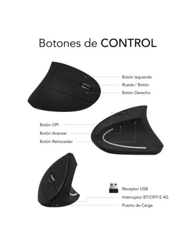 SUBBLIM GLIDE VERTICAL ERGO DUAL MOUSE BATTERY B