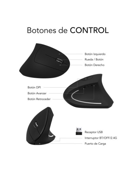 SUBBLIM GLIDE VERTICAL ERGO DUAL MOUSE BATTERY B