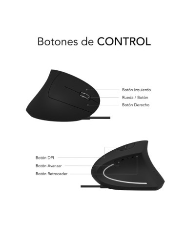 SUBBLIM GLIDE VERTICAL ERGO WIRED MOUSE BLACK