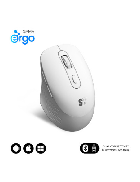 SUBBLIM CURVE ERGO DUAL MOUSE BATTERY WHITE