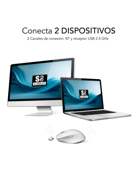 SUBBLIM CURVE ERGO DUAL MOUSE BATTERY WHITE