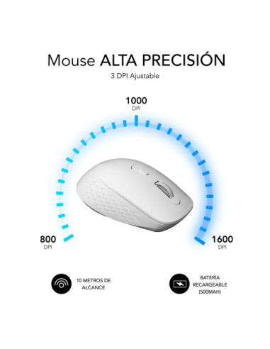 SUBBLIM CURVE ERGO DUAL MOUSE BATTERY WHITE