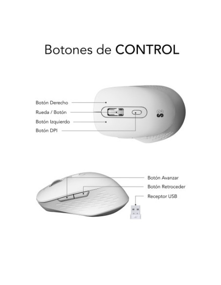 SUBBLIM CURVE ERGO DUAL MOUSE BATTERY WHITE