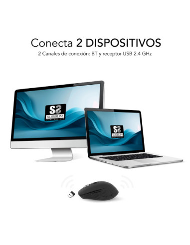 SUBBLIM CURVE ERGO DUAL MOUSE BATTERY BLACK