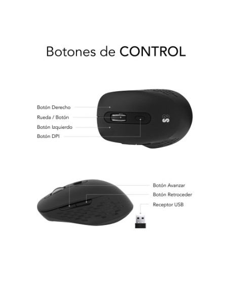 SUBBLIM CURVE ERGO DUAL MOUSE BATTERY BLACK