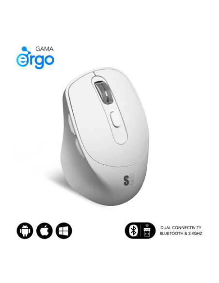SUBBLIM COMFORT ERGO DUAL MOUSE BATTERY WHITE