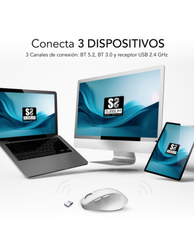 SUBBLIM COMFORT ERGO DUAL MOUSE BATTERY WHITE