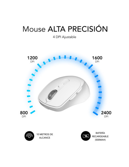 SUBBLIM COMFORT ERGO DUAL MOUSE BATTERY WHITE