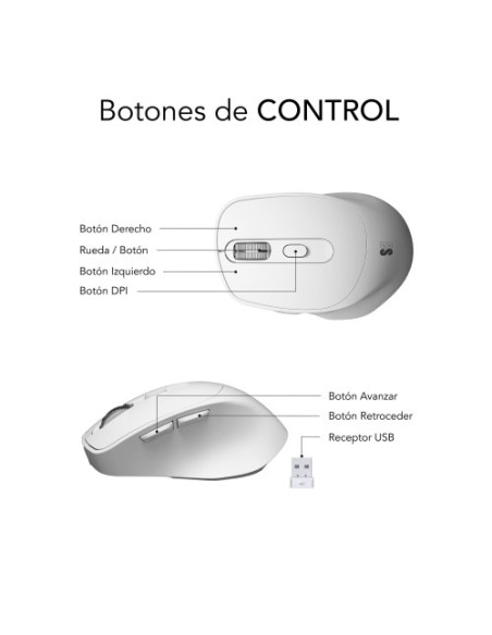 SUBBLIM COMFORT ERGO DUAL MOUSE BATTERY WHITE