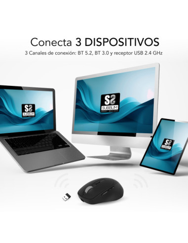 SUBBLIM COMFORT ERGO DUAL MOUSE BATTERY BLACK