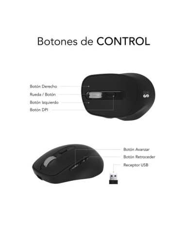 SUBBLIM COMFORT ERGO DUAL MOUSE BATTERY BLACK