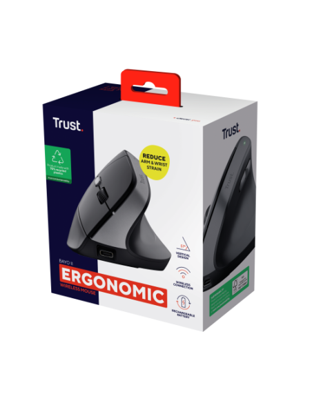 TRUST RATON ERGONOMICO INALAMBRICO BAYO II NEGRO (25145)