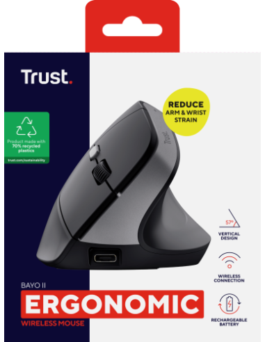 TRUST RATON ERGONOMICO INALAMBRICO BAYO II...