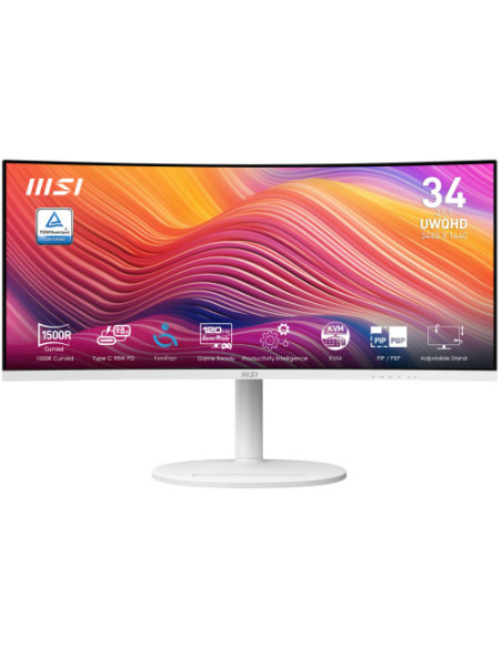 MSI MONITOR MODERN MD342CQPW. 34" VA CURVO 1500R. 3440x1440. 120 HZ. BLANCO