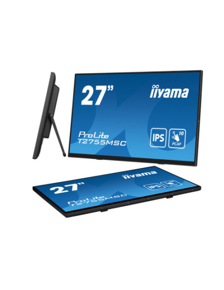 MONITOR IIYAMA 27" IPS BONDED PCAP 10P TOUCH, 1920X1080, FLAT BEZEL FREE GLASS FRONT, HDMI, DISPLAYPORT, 360CD/M², USB HUB 2X 3.