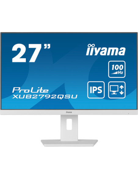 MONITOR IIYAMA 27"/2560 x 1440/3.7 MPX/WQHD/100Hz/250CD/16:9/HDMI/LED/BLANCO MONITOR IIYAMA 27"/2560 x 1440/3.7 MPX/WQHD/100Hz/250CD/16:9/HDMI/LED/BLANCO