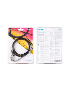 TOOQ CABLE DE SEGURIDAD TIPO NANO CON COMBINACION PARA PORTATILES 1.5 M GRIS OSCURO (TQCLKC0035-G) 2