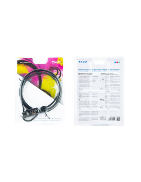 TOOQ CABLE DE SEGURIDAD CON COMBINACION PARA PORTATILES 1.5 M GRIS OSCURO (TQCLKC0015-G)