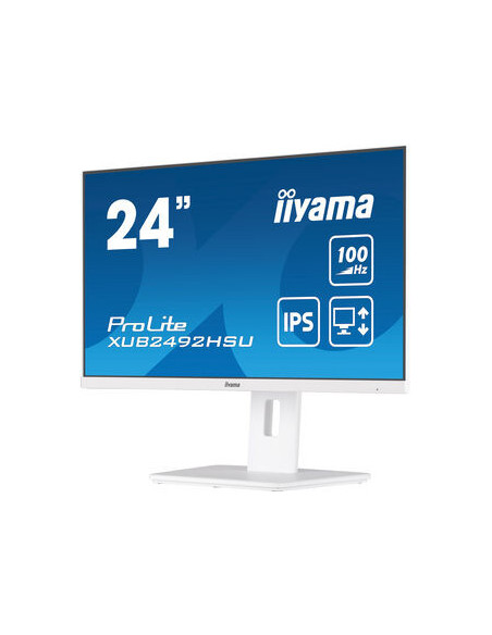MONITOR IIYAMA 24" PROLITE XUB2492HSU-W6, IPS, 100HZ, 0,4MS, USB, HDMI, DISPLAYPORT, ALT 2x2W, ALTU, GIRO, INCLI, PIVOT, BLANCO