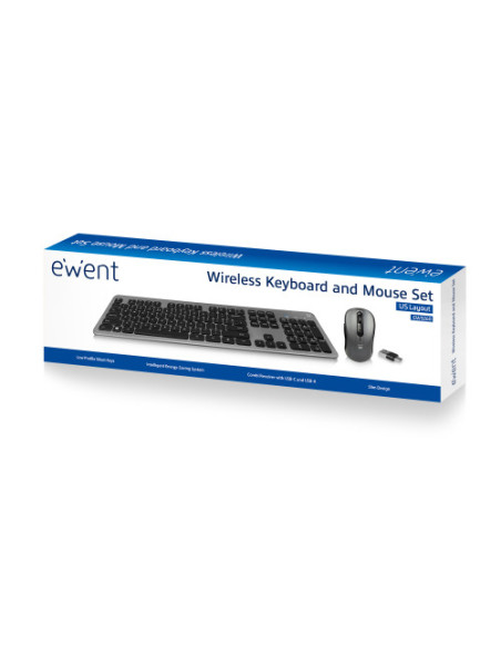 EWENT COMBO TECLADO + RATÓN WIRELESS, USB-A Y USB-C