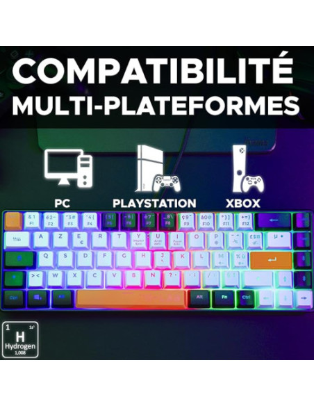(D) THE G-LAB TECLADO DE MEMBRANA RETROILUMINADO, COMPACTO 60% NEGRO (KEYZ-HYDROGEN/SP)