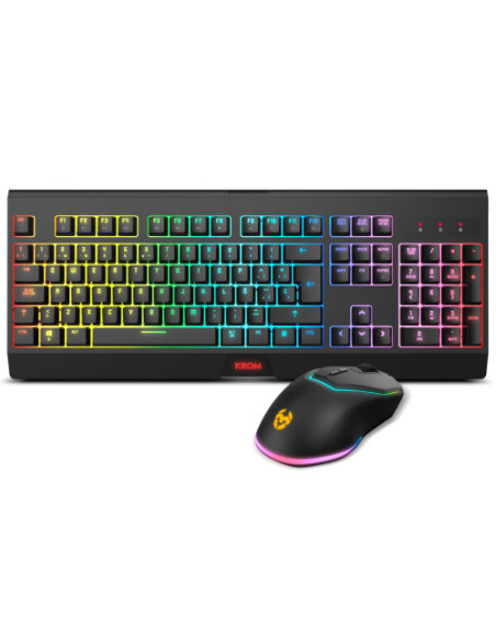 KROM KIT GAMING WIRELESS RGB KABALA. TECLADO MEMBRANA. RATON OPTICO 4800 DPI
