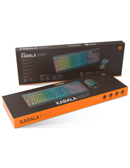 KROM KIT GAMING WIRELESS RGB KABALA. TECLADO MEMBRANA. RATON OPTICO 4800 DPI