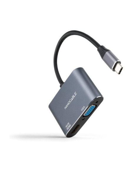 NANOCABLE CONVERSOR USB-C/M A HDMI/H-VGA/H 4K GRIS 15 CM