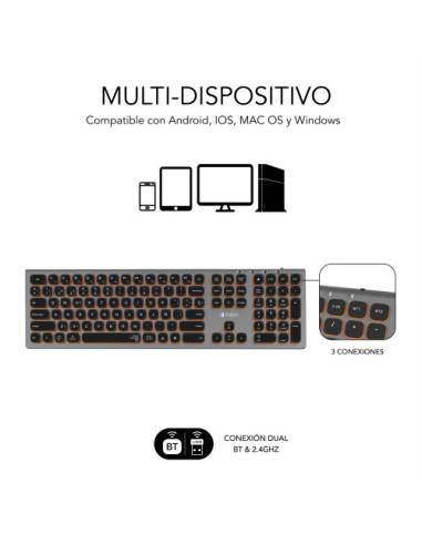 TECLADO BLUETOOTH/2.4G MASTER ILUMINADO EXT G/N
