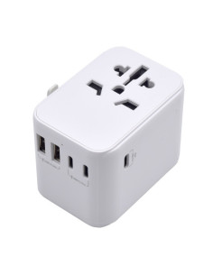 EWENT ADAPTADOR UNIVERSAL DE VIAJE + 2 PUERTOS USB Y 3 PUERTOS USB-C