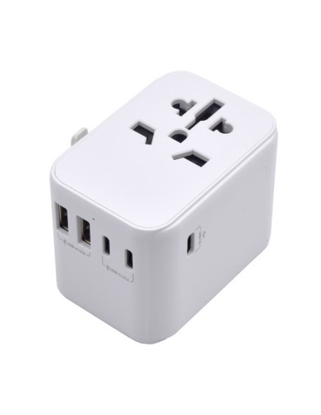 EWENT ADAPTADOR UNIVERSAL DE VIAJE + 2 PUERTOS USB Y 3 PUERTOS USB-C