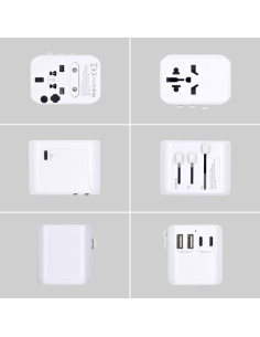 EWENT ADAPTADOR UNIVERSAL DE VIAJE + 2 PUERTOS USB Y 3 PUERTOS USB-C 2