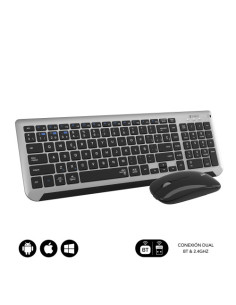 TECLADO CON RATÓN BLUETOOTH + 2.4G COMBO DUAL PRESTIGE EXTENDIDO GRIS/NEGRO 2