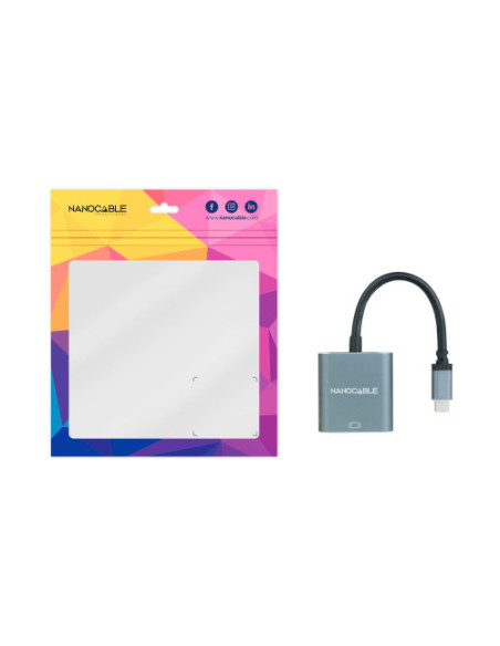 NANOCABLE CONVERSOR USB-C A VGA, ALUMINIO, GRIS 10 CM