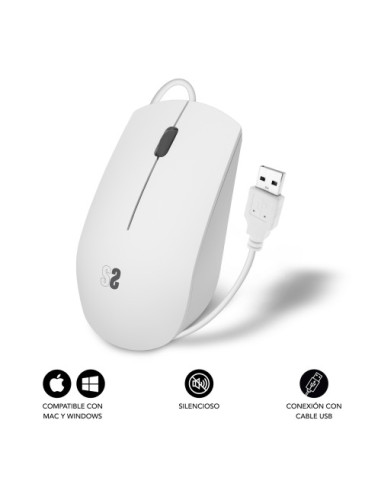 RATÓN BUSINESS SILENCIOSO CABLE USB 1200DPI BLANCO