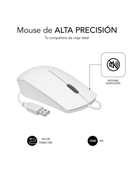 RATÓN BUSINESS SILENCIOSO CABLE USB 1200DPI BLANCO