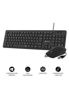 TECLADO DELGADO Y RATÓN COMBO BUSINESS SLIM SILENCIOSO CABLE USB NEGRO 2