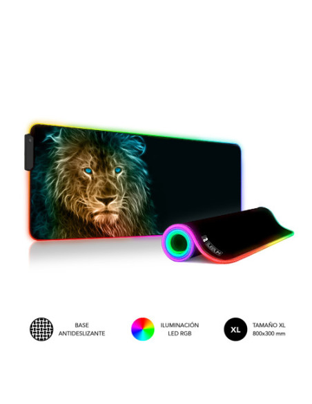 (D) ALFOMBRILLA RATON LUZ LED RGB LION 800X300X4