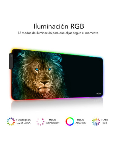 (D) ALFOMBRILLA RATON LUZ LED RGB LION 800X300X4