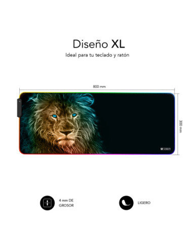 (D) ALFOMBRILLA RATON LUZ LED RGB LION 800X300X4